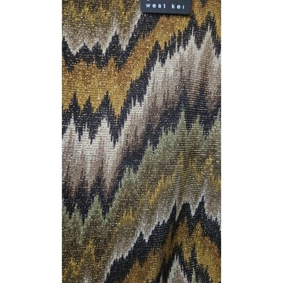 West Kei NWT Womens 3XL Blouse Gold Black Scoop Neck Elastic Waist Cape Sleeves - Picture 7 of 8